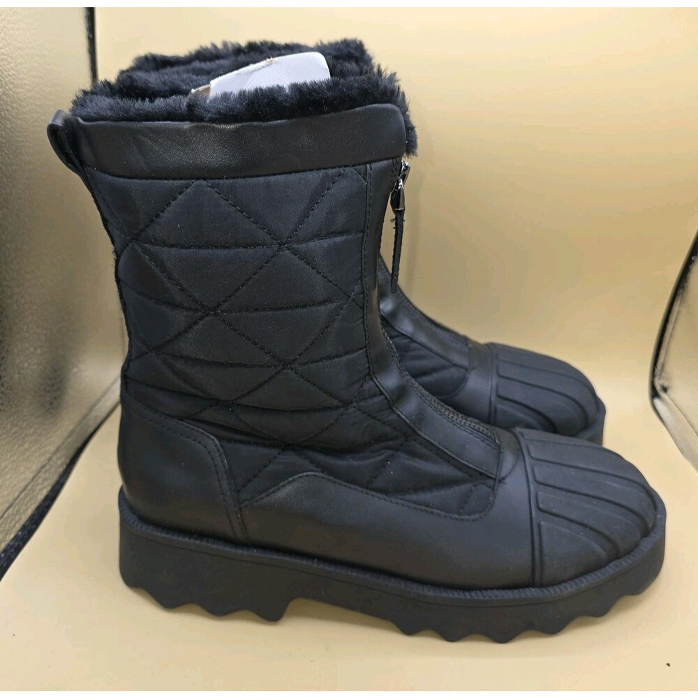 Aerosoles Women's Serena Black Quilted Faux Fur Lined Winter Boots Size 9M